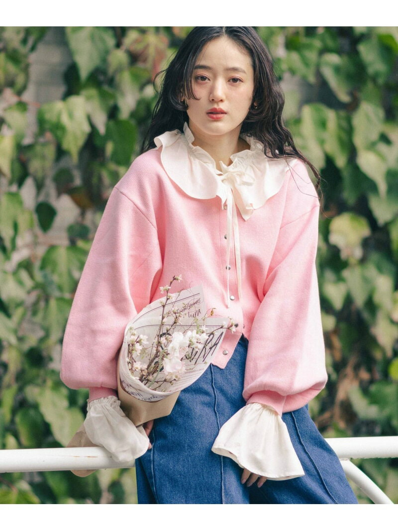 【WOMENS】＜Bloomy Yarn Knit＞コットンドルマンニットカーディガン RAGEBLUE レイジブルー トップス ニット ピンク グレー ブルー【先行予約】*【送料無料】[Rakuten Fashion]