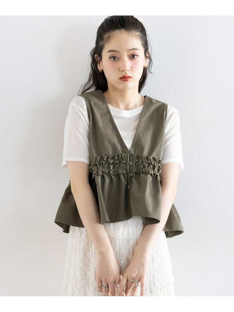 【WOMENS】ペプラムミリタリーベスト RAGEBLUE レイジブルー トップス ベスト・ジレ ブラック グリーン【送料無料】[Rakuten Fashion]
