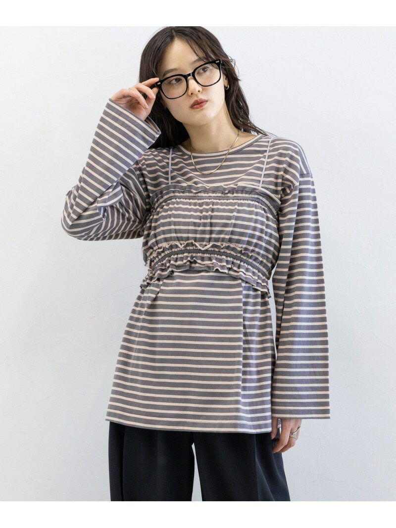 Rakuten - フリルビスチェセット/ウエストタックルーズボーダープルオーバー RAGEBLUE レイジブルー トップス カットソー・Tシャツ ブルー[Rakuten Fashion]