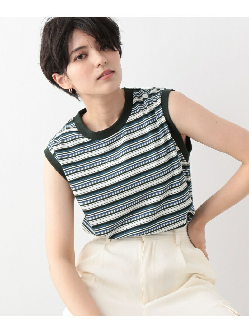 【SALE／30%OFF】(W)ボーダーノースリーブT RAGEBLUE レイジブルー トップス カットソー・Tシャツ グリーン ブラウン ブルー【RBA_E】[Rakuten Fashion]のサムネイル