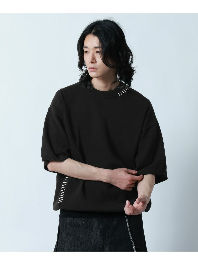 ピグメント加工/ハンドステッチニットT RAGEBLUE レイジブルー トップス カットソー・Tシャツ ブラック グレー ブルー【送料無料】[Rakuten Fashion]
