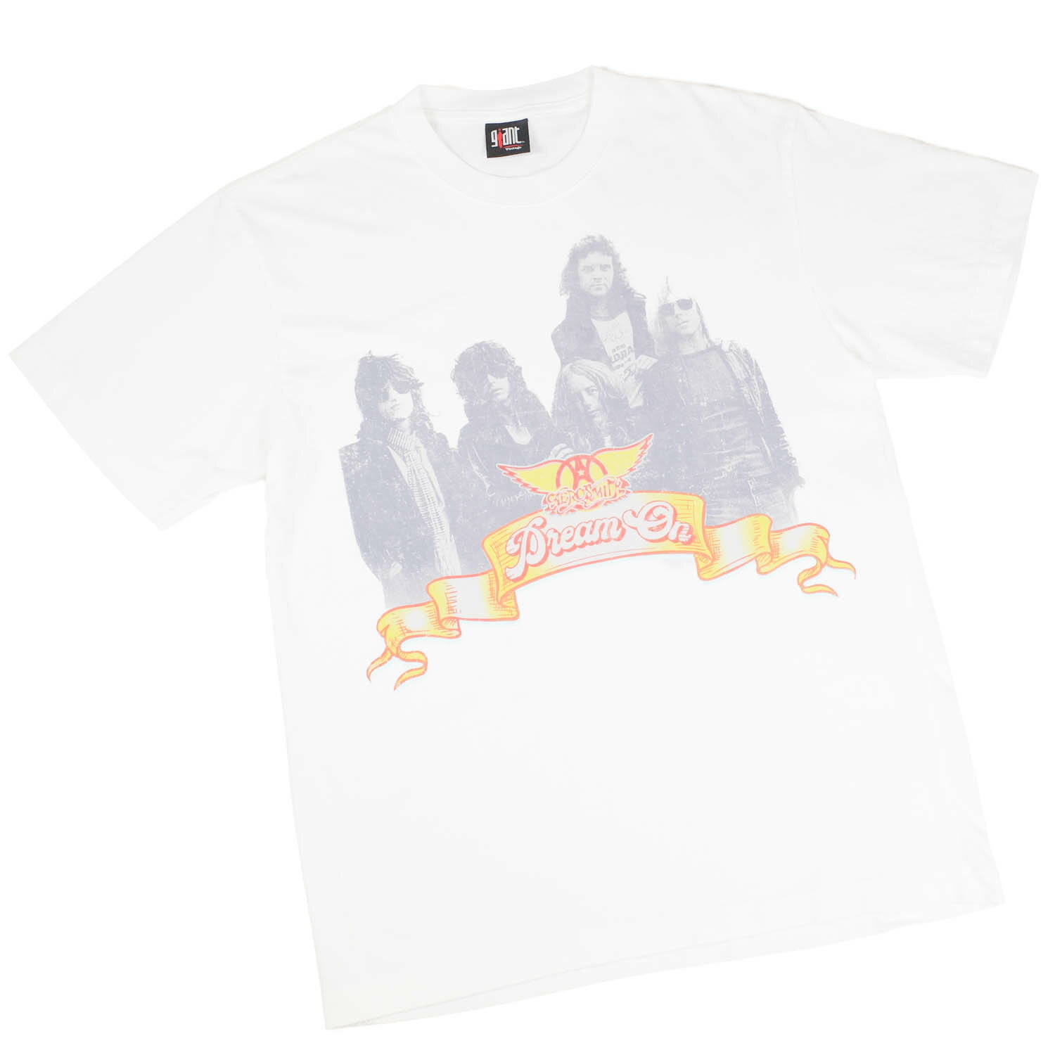 Rakuten - 【GIANT01】 Giant Vintage AEROSMITH DREAM ON TRIANGLE FRONT AND BACK SCREEN PRINT OVERSIZED BOX SILHOUETTE T-SHIRTS ジャイアント ヴィンテージ エアロスミス ドリーム オン トライアングル スクリーン プリント オーバーサイズ ボックス シルエット Tシャツ
