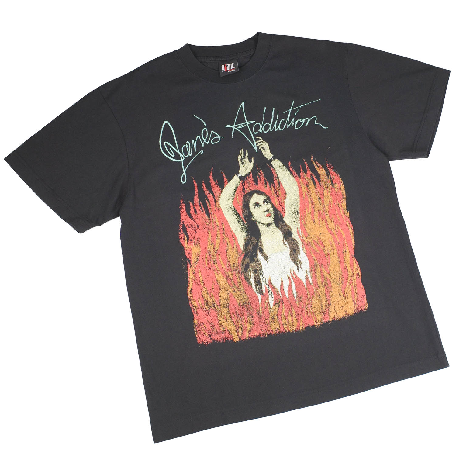 Rakuten - 【GIANT01】 Giant Vintage JANES ADDICTION BURNING LADY SCREEN PRINT OVERSIZED BOX SILHOUETTE T-SHIRTS ジャイアント ヴィンテージ ジェーンズ アディクション バーニング レディ スクリーン プリント オーバーサイズ ボックス シルエット Tシャツ