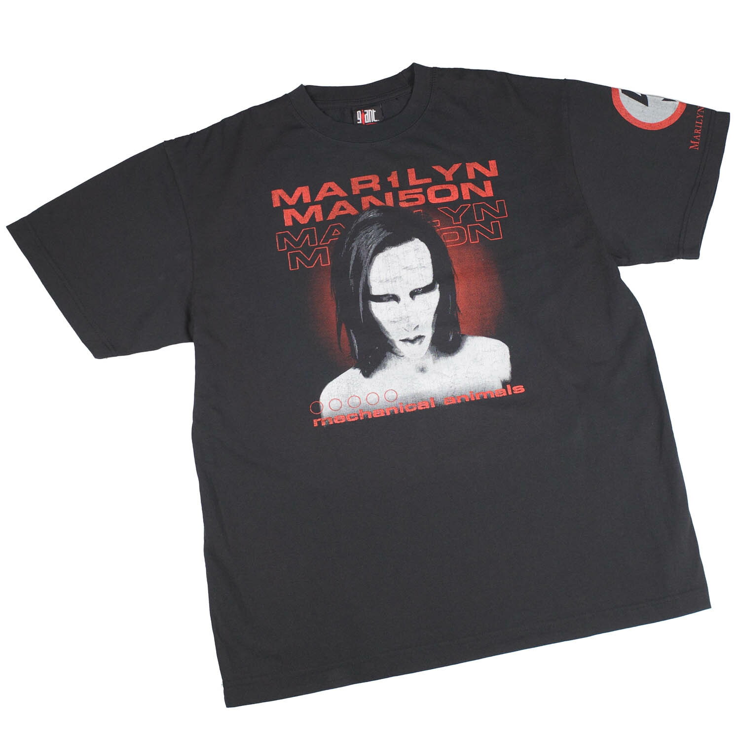 Rakuten - 【GIANT01】 Giant Vintage MARILYN MANSON MECHANICAL ANIMALS ＆ BOLT SCREEN PRINT OVERSIZED BOX SILHOUETTE T-SHIRTS ジャイアント ヴィンテージ マリリンマンソン メカニカル アニマルズ ボルト スクリーン プリント オーバーサイズ ボックス シルエット Tシャツ