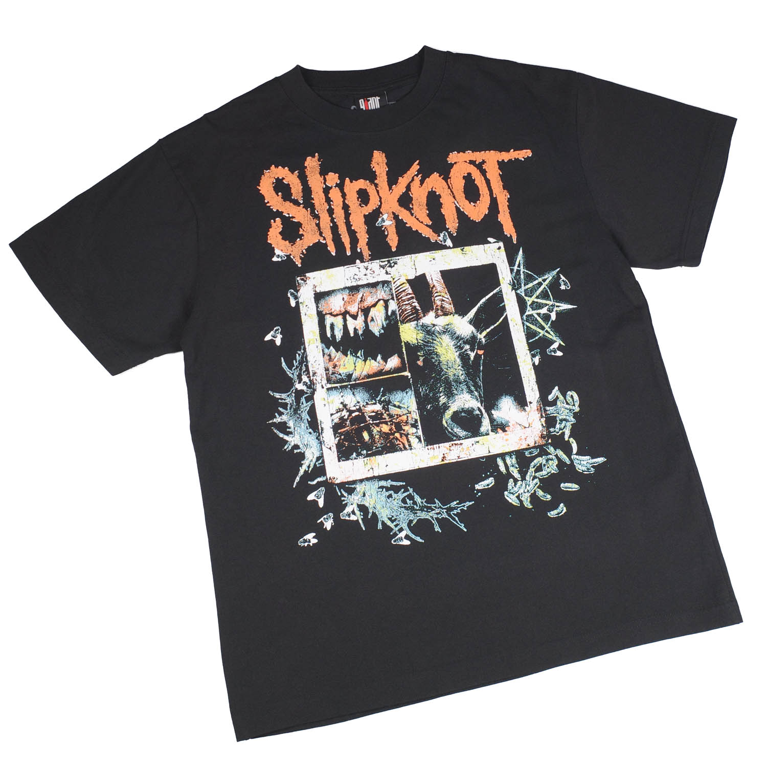 Rakuten - 【GIANT01】 Giant Vintage SLIPKNOT MOTHS LOGO FRONT ＆ BACK SCREEN PRINT OVERSIZED BOX SILHOUETTE T-SHIRTS ジャイアント ヴィンテージ スリップノット モス ロゴ フロント バック スクリーン プリント オーバーサイズ ボックス シルエット Tシャツ