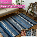 【最大3,000円OFFクーポンあり!】 絨毯 2畳 3畳 6畳 ボーダー柄 ラグ 200×200cm 200×250cm 240x340cm エスニック 調 ...