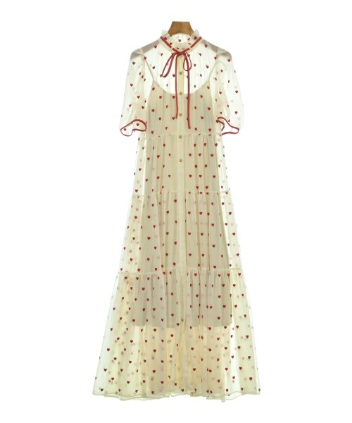 DOUBLE STANDARD CLOTHING ダブルスタンダードクロージングシャツワンピース レディース 36(S位) アイボリーx赤(ハート柄)【中古】【古着】