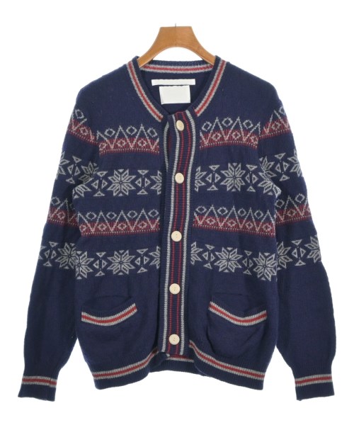 White Mountaineering ホワイトマウンテニアリングカーディガン メンズ M 紺xグレーx赤(総柄)【中古】【古着】