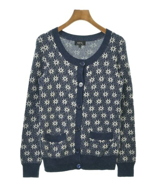 A.P.C. アーペーセーカーディガン レディース XS 紺x白(総柄)【中古】【古着】
