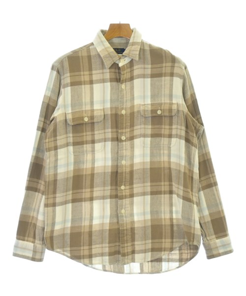 Polo Ralph Lauren ポロラルフローレンカジュアルシャツ メンズ M ベージュ系x白x水色(チェック)【中古】【古着】