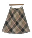 BLUE LABEL CRESTBRIDGE ブルーレーベルクレストブリッジひざ丈スカート レディース 36(S位) ベージュx茶xピンク等(チェック)【中古】【古着】