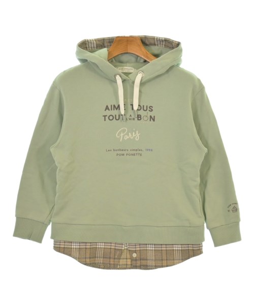 pom ponette ポンポネットパーカー キッズ S(140) 緑系x茶系【中古】【古着】