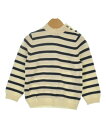 PETIT BATEAU プチバトーニット キッズ 95(36M) 白x紺(ボーダー)【中古】【古着】