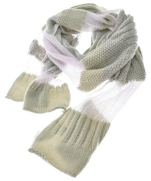 ANN DEMEULEMEESTER アンドゥムルメステールマフラー メンズ - 黄系xピンク系xベージュ系【中古】【古..