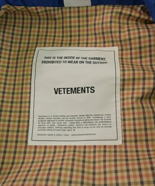 VETEMENTS ヴェトモンブルゾン（その他） メンズ S 青【中古】【古着】