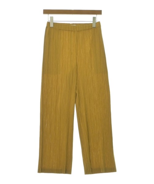 プリーツプリーズ PLEATS PLEASEクロップド丈 ストレートパンツ 黄色