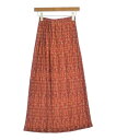 PLEATS PLEASE プリーツプリーズロング・マキシ丈スカート レディース 2(M位) 赤xオレンジxベージュ(総柄)【中古】【古着】