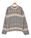 STUSSY ステューシーニット・セーター メンズ L 白x黒x赤(総柄)【中古】【古着】