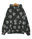 Supreme シュプリームパーカー メンズ L 黒x白(総柄)【中古】【古着】