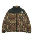 THE NORTH FACE ザノースフェイスダウンジャケット/ダウンベスト メンズ XXL 茶x黒xベージュ等(総柄)【中古】【古着】