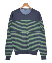 JOHN SMEDLEY ジョンスメドレーニット・セーター メンズ L 紺x緑(ボーダー)【中古】【古着】