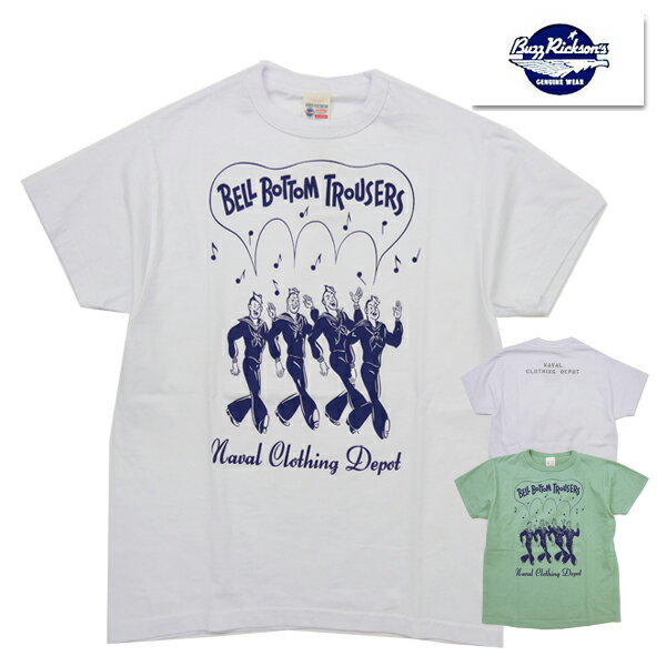 バズリクソンズ BUZZ RICKSONS Tシャツ BR79259 BELL BOTTOM TROUSERS コットン TEE 半袖 プリント カットソー バインダーネック 丸胴ボディ USA製 NAVAL 海軍 ミリタリー ヴィンテージ アメカジ 東洋エンタープライズ メンズ 2023年 春夏 新作