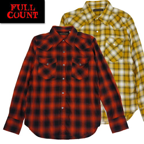 (クーポン利用不可) フルカウント FULL COUNT ウエスタンシャツ 4894OC CHECK WESTERN SHIRT オンブレチェック 長袖 コットン レーヨン リヨセル ヴィンテージ アメカジ 日本製