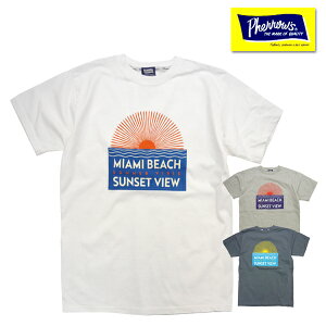 フェローズ Pherrow's Tシャツ 23S-PT23 「MIAMI BEACH」 カタログ未掲載モデル 盛夏T ロゴT tシャツ 半袖 カットソー プリント トップス コットン 綿100％ PTボディ ビーチ サンセット アメカジ ヴィンテージ TEE メンズ レディース 2023年 春夏 新作