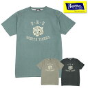 フェローズ Pherrow's Tシャツ 24S-PT13 「WHITE TIGERS」タイガー 虎 フロッキープリント ロゴT 半袖 クルーネック カットソー TEE コットン 綿 100％ ヴィンテージ アメカジ メンズ レディース 国産 丸胴 2024年 春夏 新作