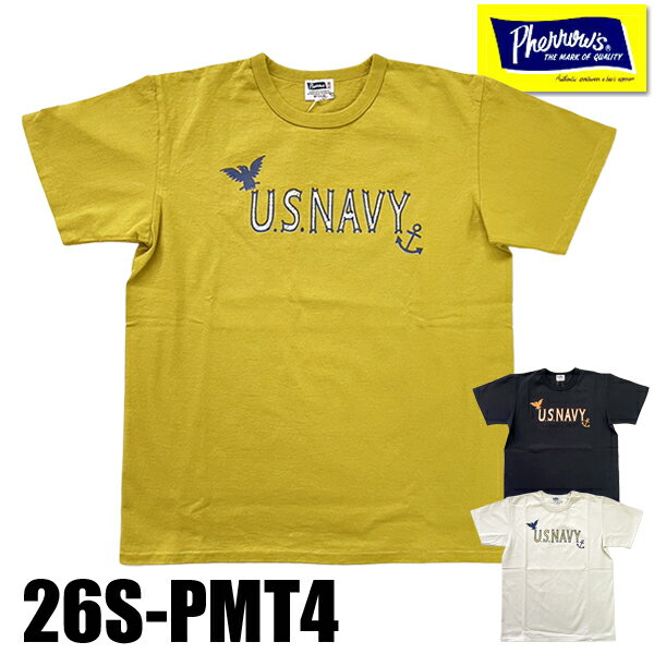 乐天商城 - フェローズ Pherrow's Tシャツ 26S-PMT4 「U.S.NAVY」 半袖 ミリタリー プリント ロゴT 国産 丸胴 クルーネック カットソー トップス コットン 綿100％ アメカジ ヴィンテージ TEE メンズ レディース 2026年 春夏 新作 ファッション おしゃれ 日本製