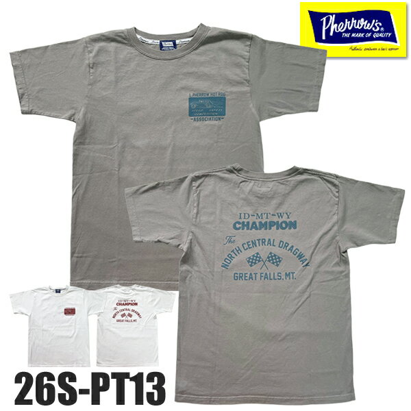 Rakuten - フェローズ Pherrow's Tシャツ 26S-PT13 半袖 架空 レース大会 両面 プリント ロゴT クルーネック カットソー トップス 人気 コットン 綿100％ アメカジ ヴィンテージ TEE メンズ レディース 2026年 春夏 新作 ファッション おしゃれ