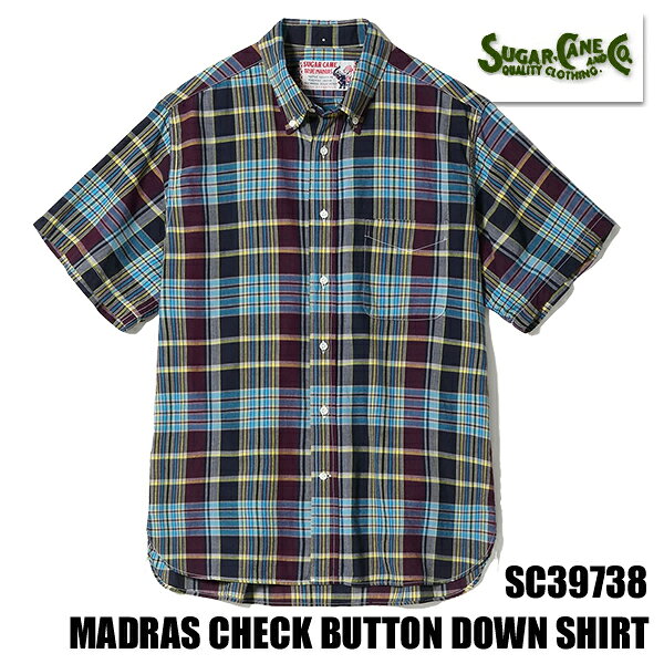 Rakuten - シュガーケーン SUGAR CANE ボタンダウンシャツ SC39738 MADRAS CHECK BUTTON DOWN SHIRT 半袖 コットン マドラス チェック ワークシャツ ヴィンテージ シンプル アメカジ メンズ 東洋エンタープライズ 2026年 春夏 新作