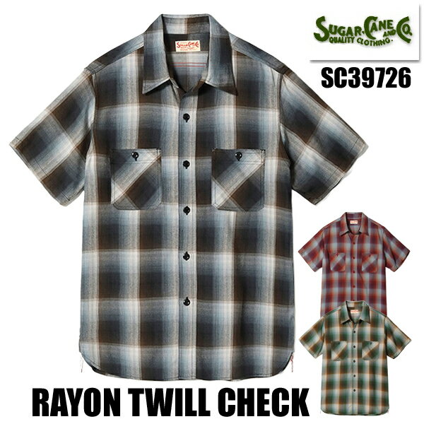 乐天商城 - シュガーケーン SUGAR CANE ワークシャツ SC39726 半袖 RAYON TWILL CHECK WORK SHIRT チェック レーヨンツイル ヴィンテージ アメカジ メンズ 東洋エンタープライズ 2026年 春夏 新作