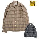 トロフィークロージング TROPHY CLOTHING オープンカラーシャツ TR24SS-404 Town Craft Check L/S SHIRT 格子状 ストライプ チェック シャツ 長袖 薄手 日本製 オーガニックコットン リネン ボックスシルエット バイカー アメカジ メンズ 2024年 新作 春夏