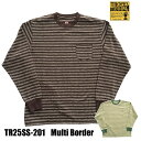 (追跡可能メール便 1枚まで) 送料無料 通販 トロフィークロージング TROPHY CLOTHING ロンT TR25SS-201 マルチボーダー 長袖 アメカジ バイカー プリント Tシャツ 日本製 メンズ