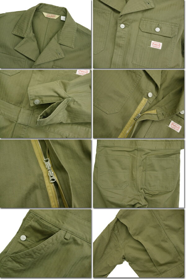 トロフィークロージング TOROPHY CLOTHING オールインワン つなぎ TR22AW-504 Union Alls ミリタリー ヘリンボーン オリーブ ヴィンテージ ワーク コットン アメカジ m1003