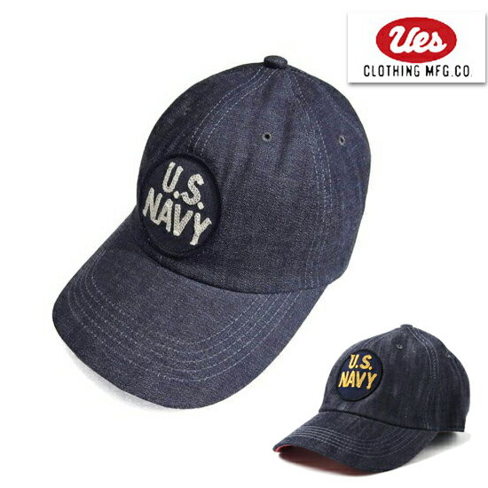 UES ウエス 82DC U.S.NAVY ワッペン デニム ベースボールキャップ CAP 帽子 BB CAP BASBALL CAP インディゴ 経年変化 プレゼント 男性 メンズ ラッピング対応可能 ミリタリー アメカジ 日本製