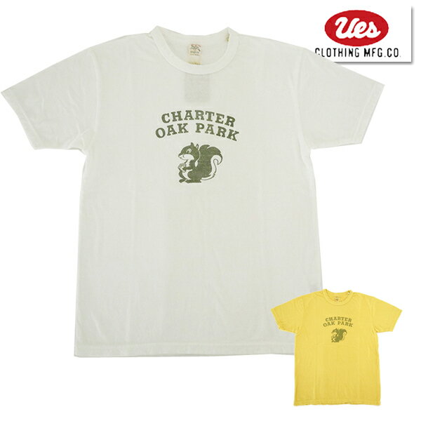 楽天こだわりのアメカジ通販ラグタイムUES ウエス Tシャツ 652407「OAK PARK」半袖 カットソー トップス プリント ロゴ TEE オーガニックコットン 天竺 バイオ加工 ヴィンテージ アメカジ メンズ レディース 定番 2024年春夏 新作