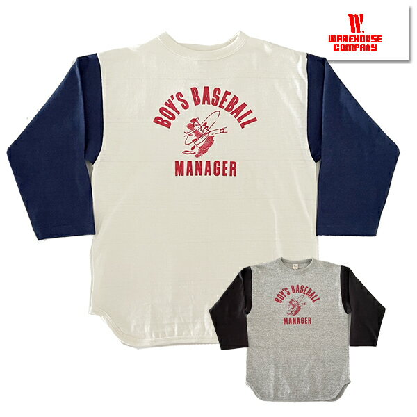 ウエアハウス WAREHOUSE 7分袖 ベースボールT Lot 4800 BOY’S BASEBALL Tシャツ 七分袖 TEE メンズ カットソー プリント ロゴ ムラ糸 シャドウボーダー コットン 綿 ヴィンテージ アメカジ メンズ 日本製 2024年 春夏 新作