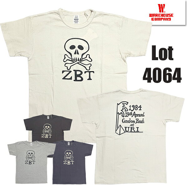 ウエアハウス WAREHOUSE Tシャツ Lot 4064 ZBT セコハンT 半袖 ドクロ がいこつ 両面プリント 2ND HAND セカンドハンド TEE 古着の質感 ロゴ カットソー 綿100％ コットン アメカジ ヴィンテージ メンズ レディース 人気 ファッション おしゃれ 2026年 春夏 盛夏 新作 日本製