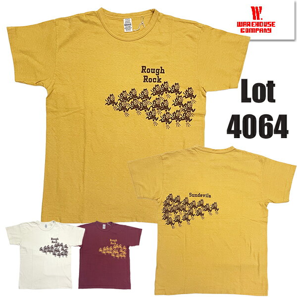ウエアハウス WAREHOUSE Tシャツ Lot 4064 SUNDEVILS セコハンT 半袖 デビル 両面プリント 2ND HAND セカンドハンド TEE 古着の質感 ロゴ カットソー 綿100％ コットン アメカジ ヴィンテージ メンズ レディース 人気 ファッション おしゃれ 2026年 春夏 盛夏 新作 日本製