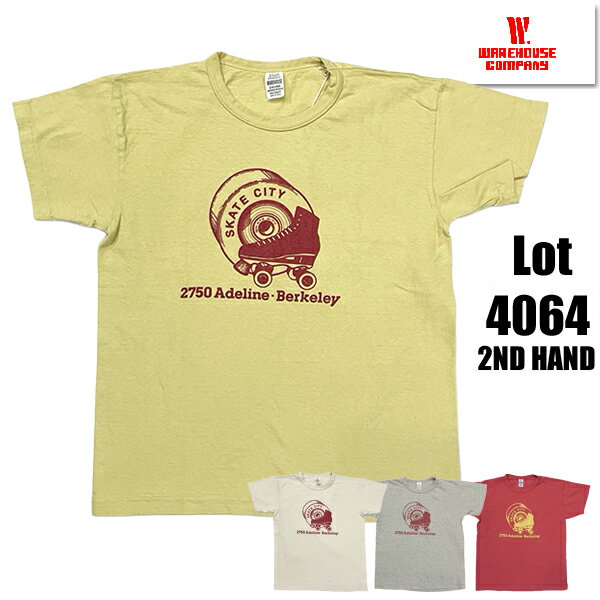 ウエアハウス WAREHOUSE Tシャツ Lot 4064 SKATE CITY セコハンT 半袖 スケート プリント 2ND HAND セカンドハンド TEE 古着の質感 ロゴ カットソー 綿100％ コットン アメカジ ヴィンテージ メンズ レディース 人気 ファッション おしゃれ 2026年 春夏 新作 日本製（楽天・こだわりのアメカジ通販ラグタイム）