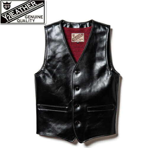 【2025年春夏入荷予定】 Y'2 LEATHER ワイツーレザー ワークベスト PV-02 VINTAGE HORSE LIGHT VEST レザー ベスト アウター ヴィンテージ ホースライト 馬革 本革 アメカジ バイカー 日本製 メンズ 新作のサムネイル