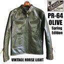 Y'2 LEATHER ワイツーレザー ライダースジャケット PR-64 VINTAGE HORSE LIGHT SINGLE RIDERS Spring Edition ヴィンテージホースライト 革ジャン シングルライダース レザー 馬革 本革 茶下地 アメカジ バイカー メンズ 人気 定番 アウター オリーブ