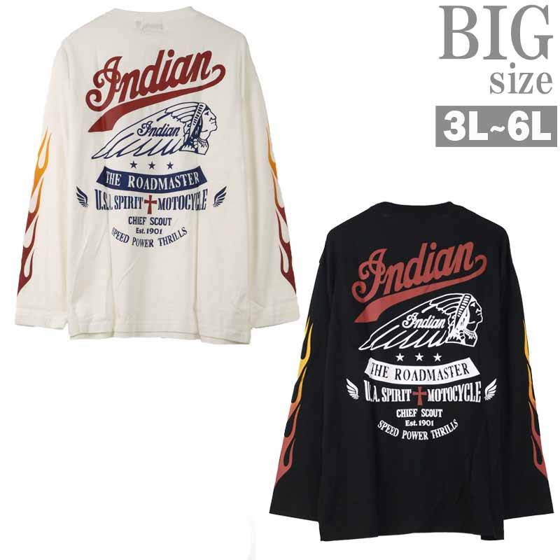 Tシャツ 長袖 大きいサイズ メンズ プリントT INDIAN MOTOCYCLE インディアンモトサイクル C050728-08