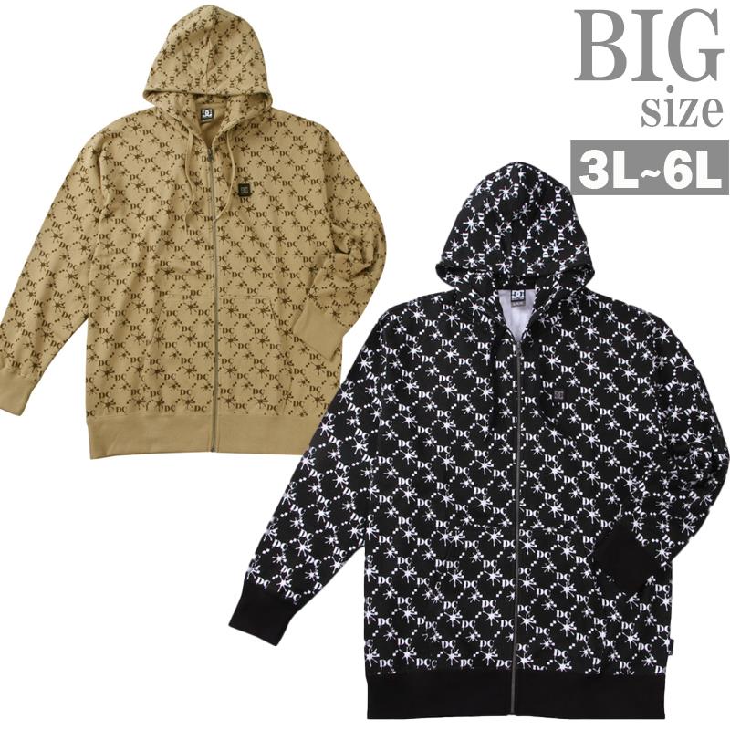 Rakuten - パーカー DCSHOES 大きいサイズ メンズ 総柄 ジップパーカ お洒落 デザイン ロゴプリント C070114-05