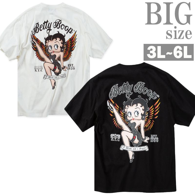Rakuten - Tシャツ ガールプリント BETTY BOOP ベティブープ 大きいサイズ メンズ 半袖 クルーネック C070309-02