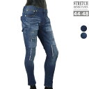 ジーンズ メンズ ダメージ リペア ストレッチデニムパンツ スキニー つぎはぎ パッチワーク R011203-01