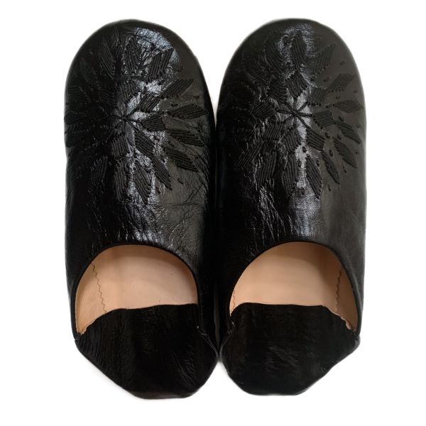 モロッコ スリッパ バブーシュ 刺繍 ブラック 室内履き スリッパ ルームシューズ 靴 かわいい 可愛い おしゃれ 女性 男性 レディース メンズ 手作り モロ...