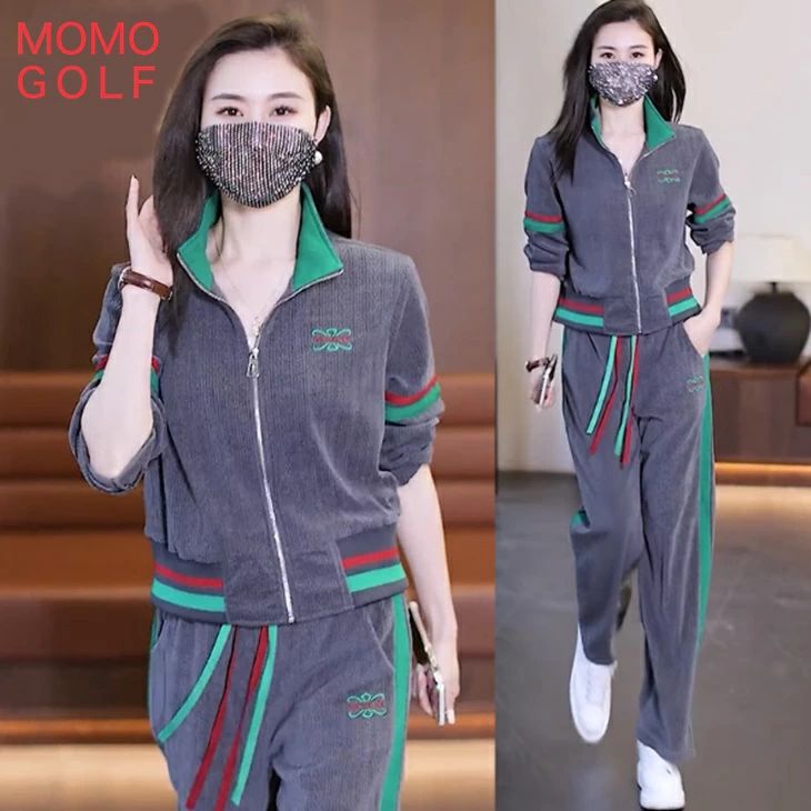 ベルベット調 スポーツ スウエット セッ ゴルフウエア ジャージ